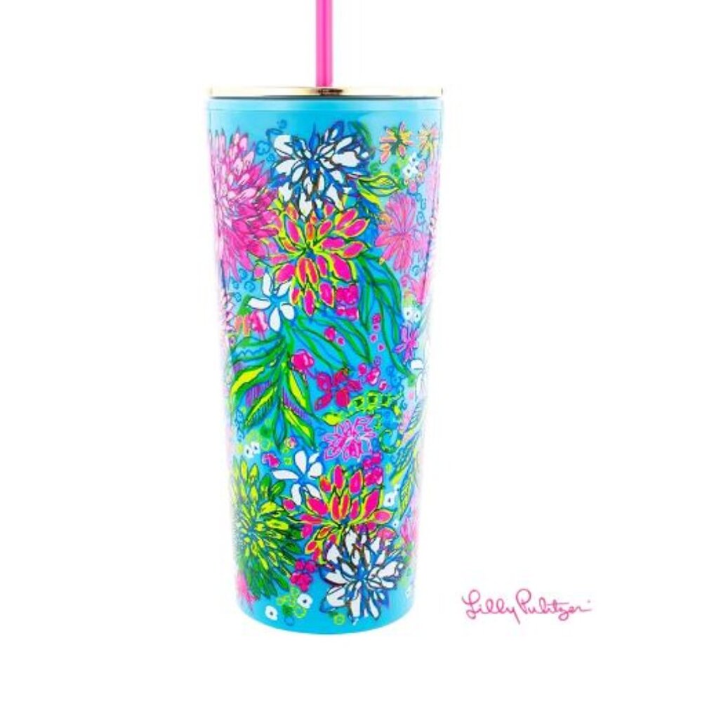 Lilly Pulitzer Double wall tumbler with reusable straw